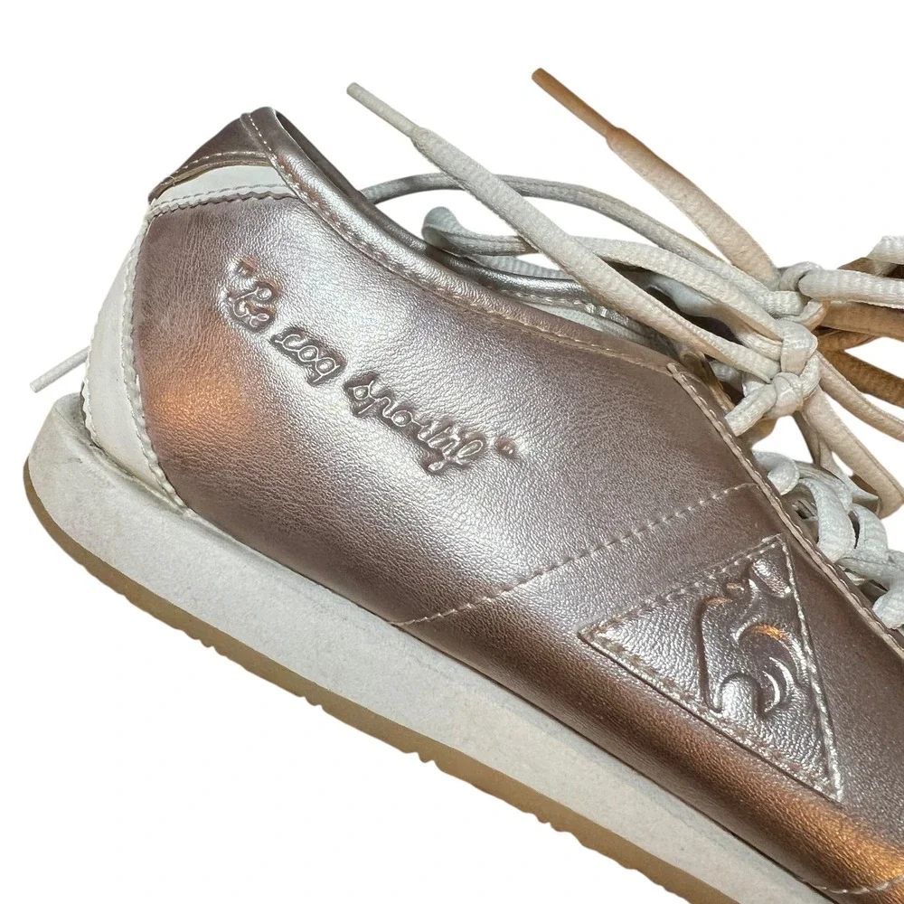 Le Coq Sportif Rose Gold Metallic Leather Sneakers‎ Women's Size 8.5
